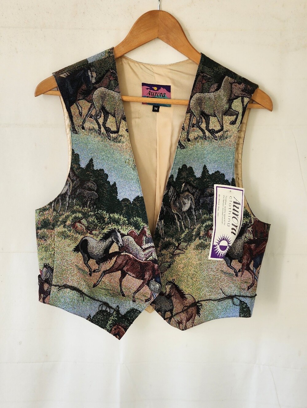Vintage Aurora Horse Tapestry Vest Women